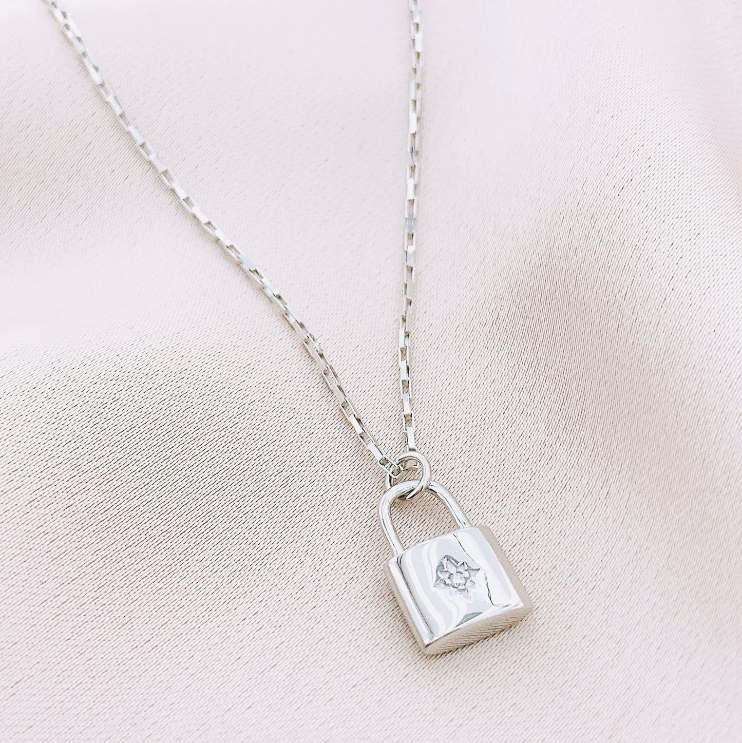 925 Silver CZ Locket Pendant Necklace